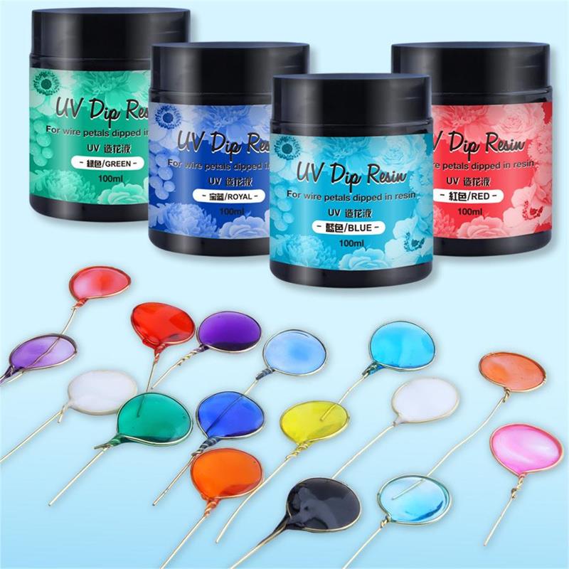 Flower Preservation Resin - 100 ミリリットル UV ディップ樹脂接着剤ワイヤー花 UV 花作り液体樹脂硬化クリスタル