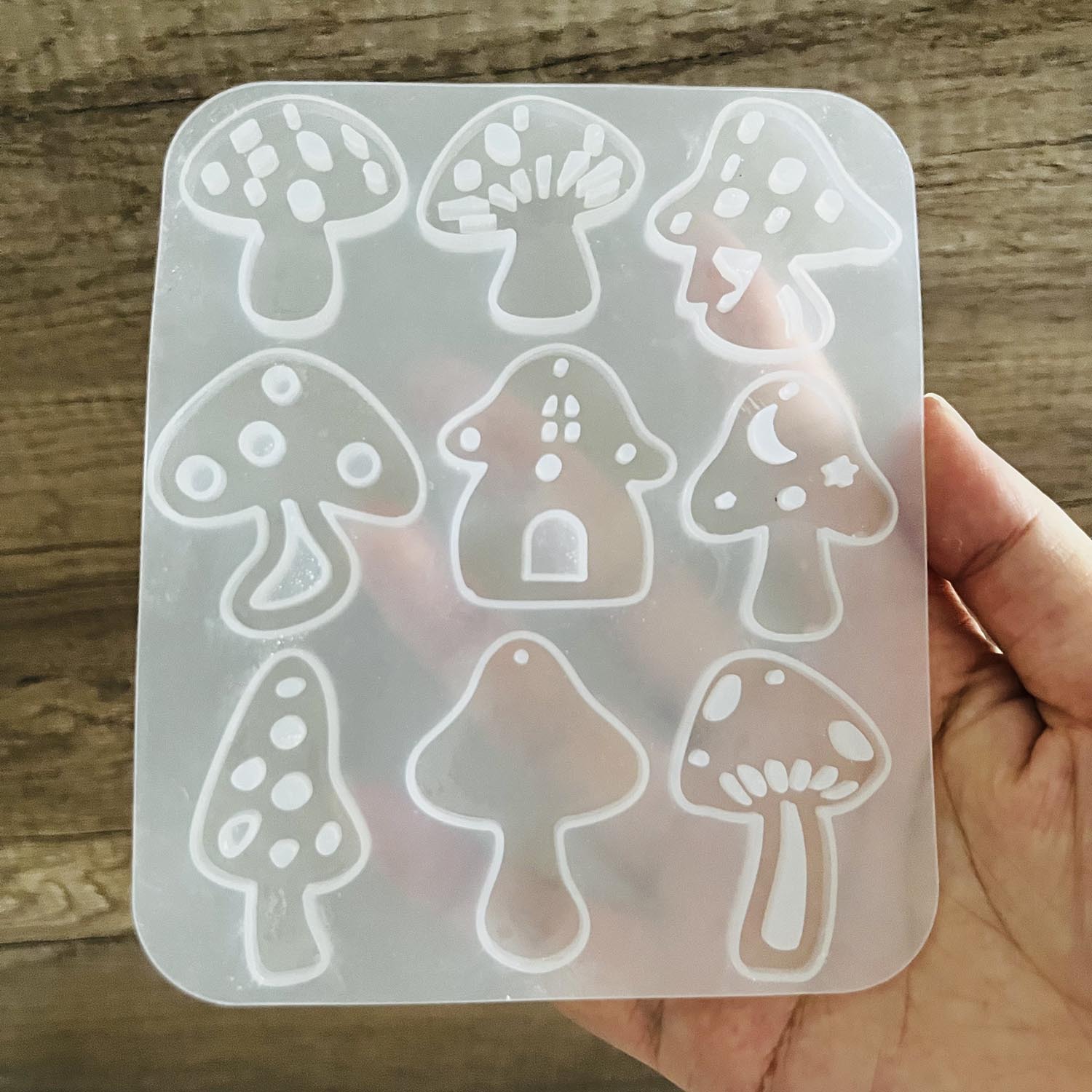 Flower Preservation Resin - マルチスタイルキノコイヤリングペンダント穴あきシリコーン型 DIY 手作りキーホルダージュエリーメイキングエポキシ樹脂モールド
