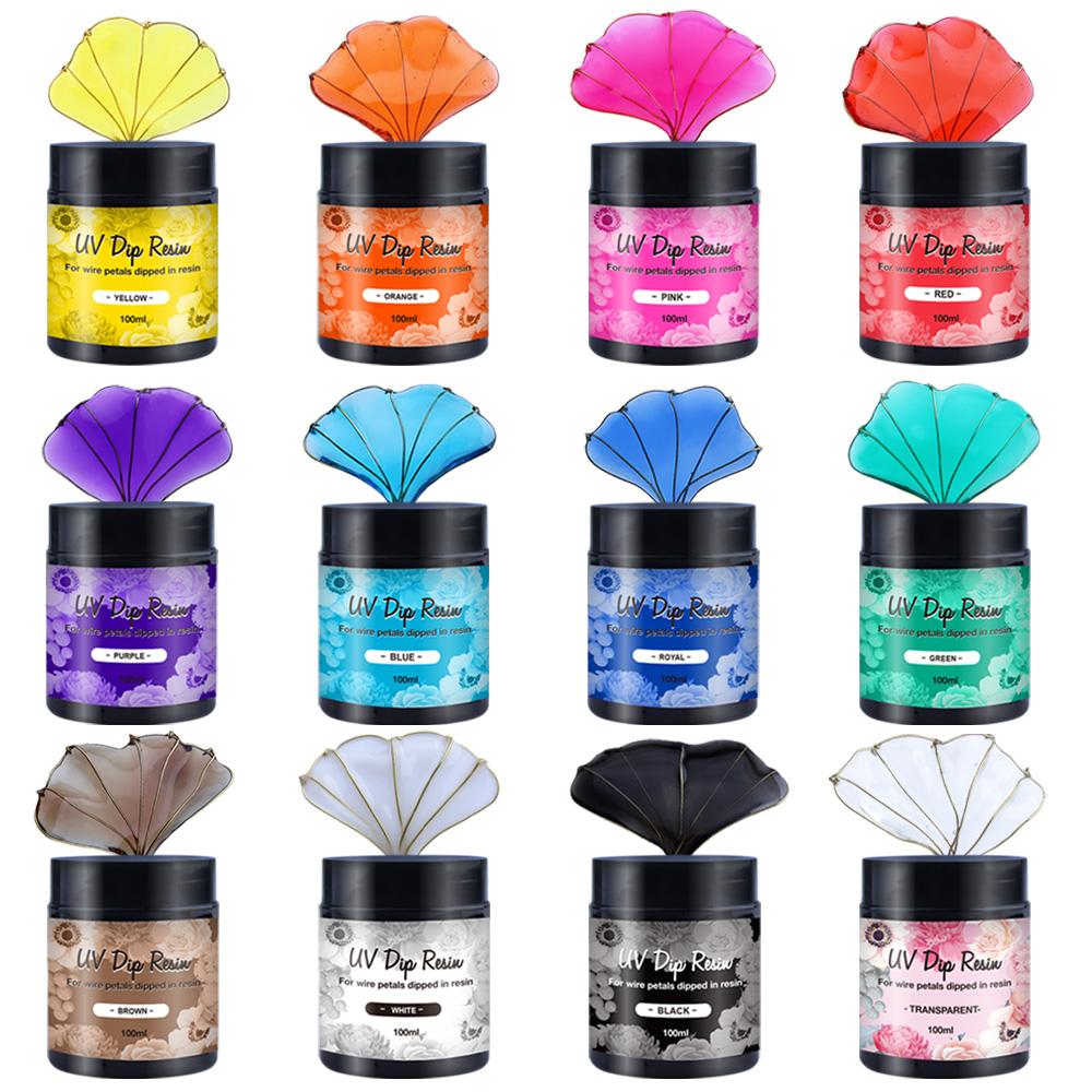 Resin Craft Supplies - 12色のUVディッピングレジン（ワイヤー形状用） – 1本あたり100g/3.6オンス、ジュエリー製作やクラフトDIYに最適。