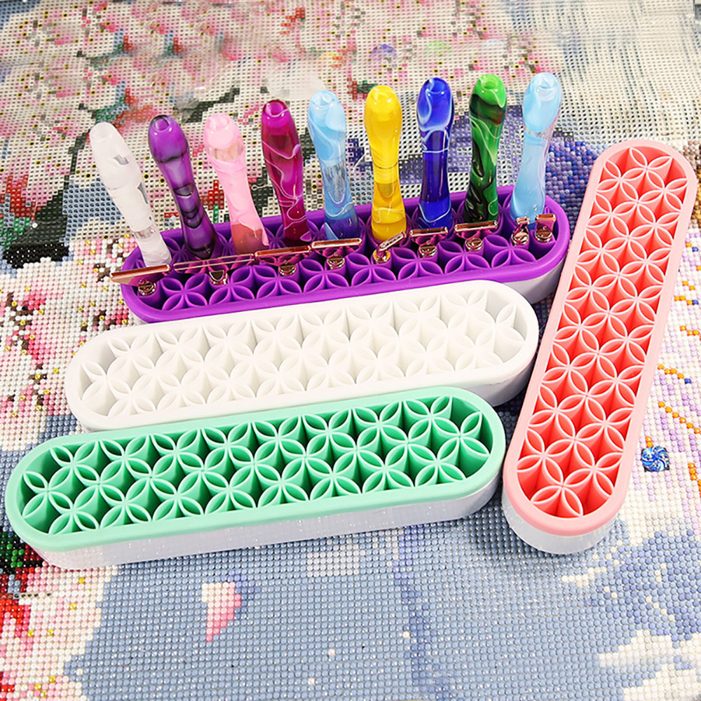 Resin Craft Supplies - ダイヤモンドペインティングツール用シリコンペンホルダー、レジンペン用ソフトインサートスタンドオーガナイザー、DIYクラフト用品収納アクセサリー
