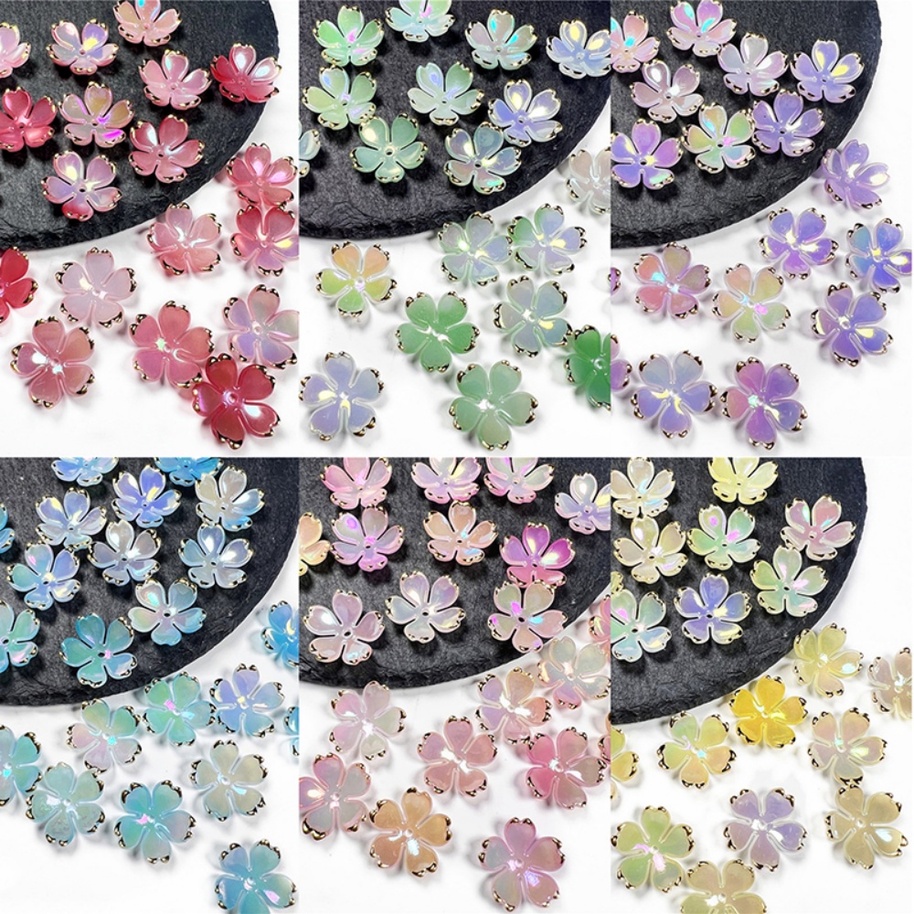 Flower Preservation Resin - 50個/ロット 19mm アクリル製桜の花ビーズ 花びらチャーム コネクター DIY