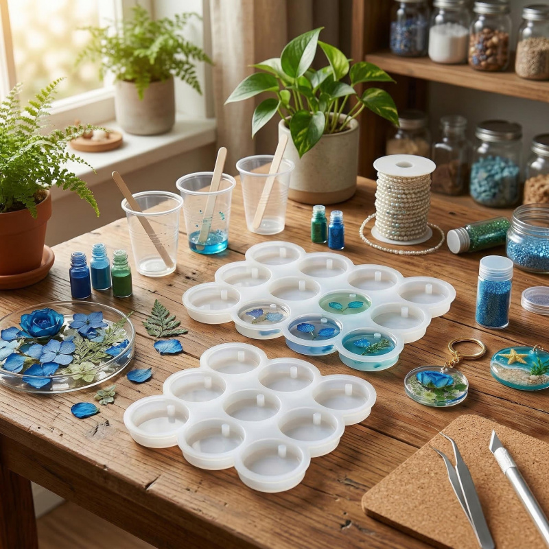 2つの樹脂キーホルダー型、3.3センチと4.6センチの平らな - Serving Tray Mold のレビューと価格