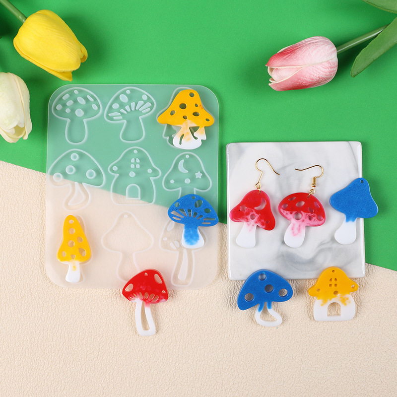 マルチスタイルキノコイヤリングペンダント穴あきシリコーン型  - Flower Preservation Resin のレビューと価格