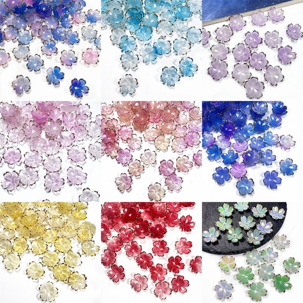 50個/ロット 19mm アクリル製桜の花ビーズ 花びらチャ - Flower Preservation Resin のレビューと価格